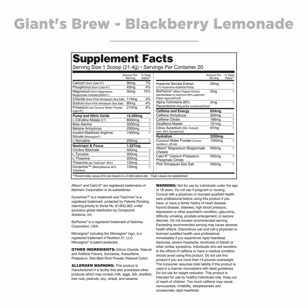 Nutrithority Giant's Brew: Extreme Energy, Pump & Endurance Pre-Workout