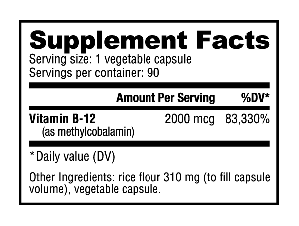 Nutra Bio Methyl B-12 90caps 2000mcg