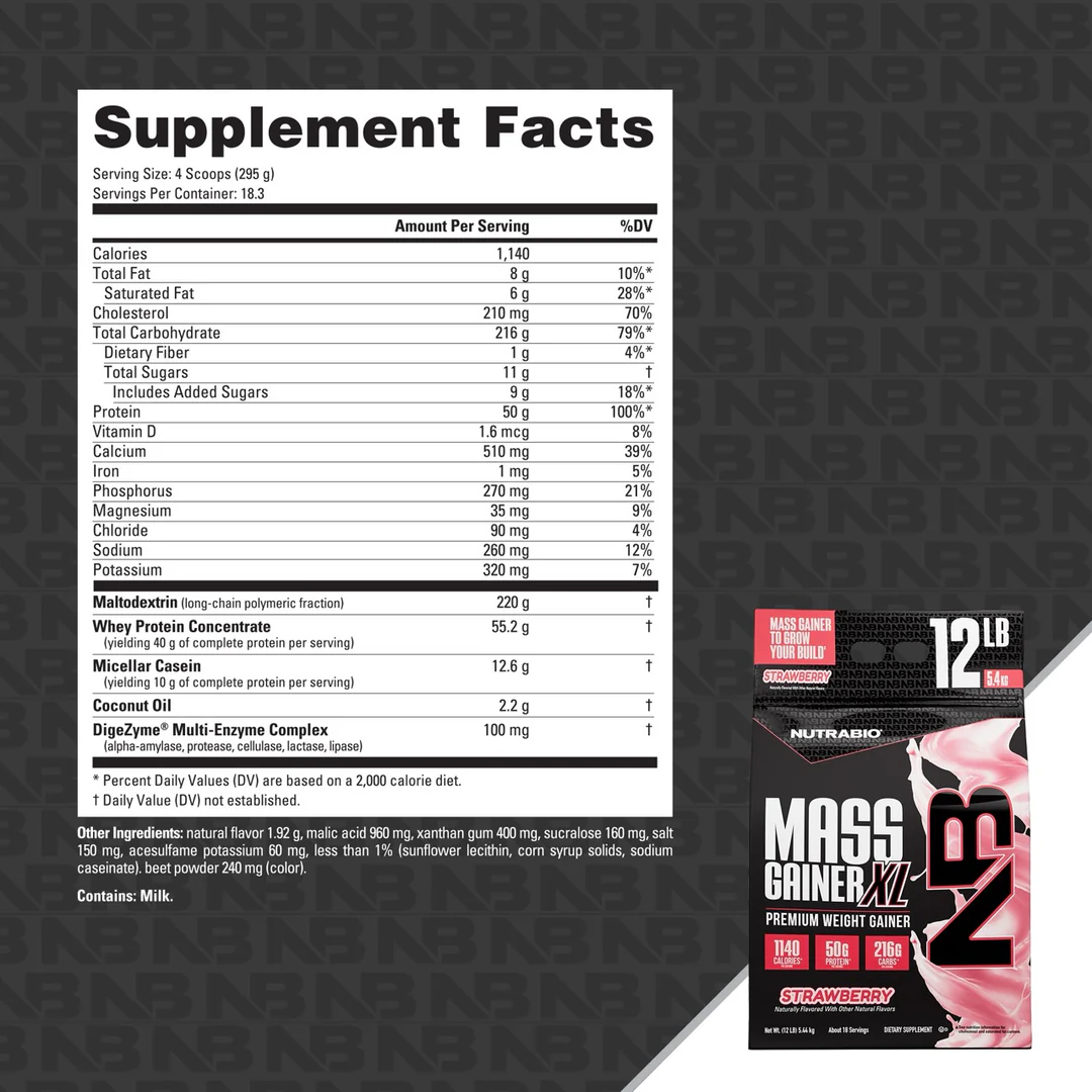 NutraBio Mass Gainer XL 12lb