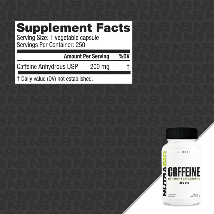 NutraBio Caffeine 250ct