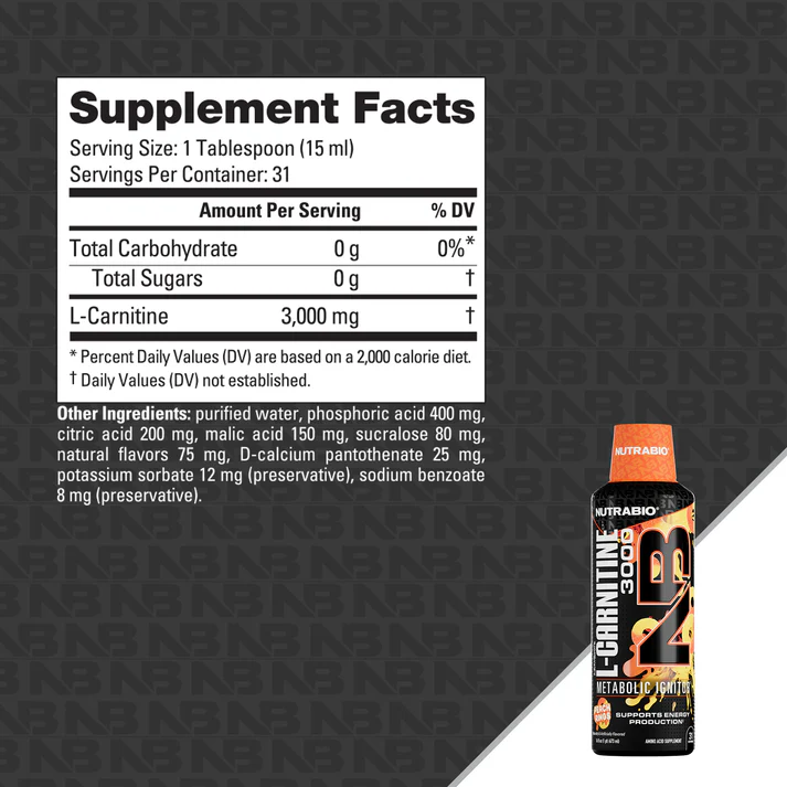 NutraBio LeanShots L-Carnitine 3000
