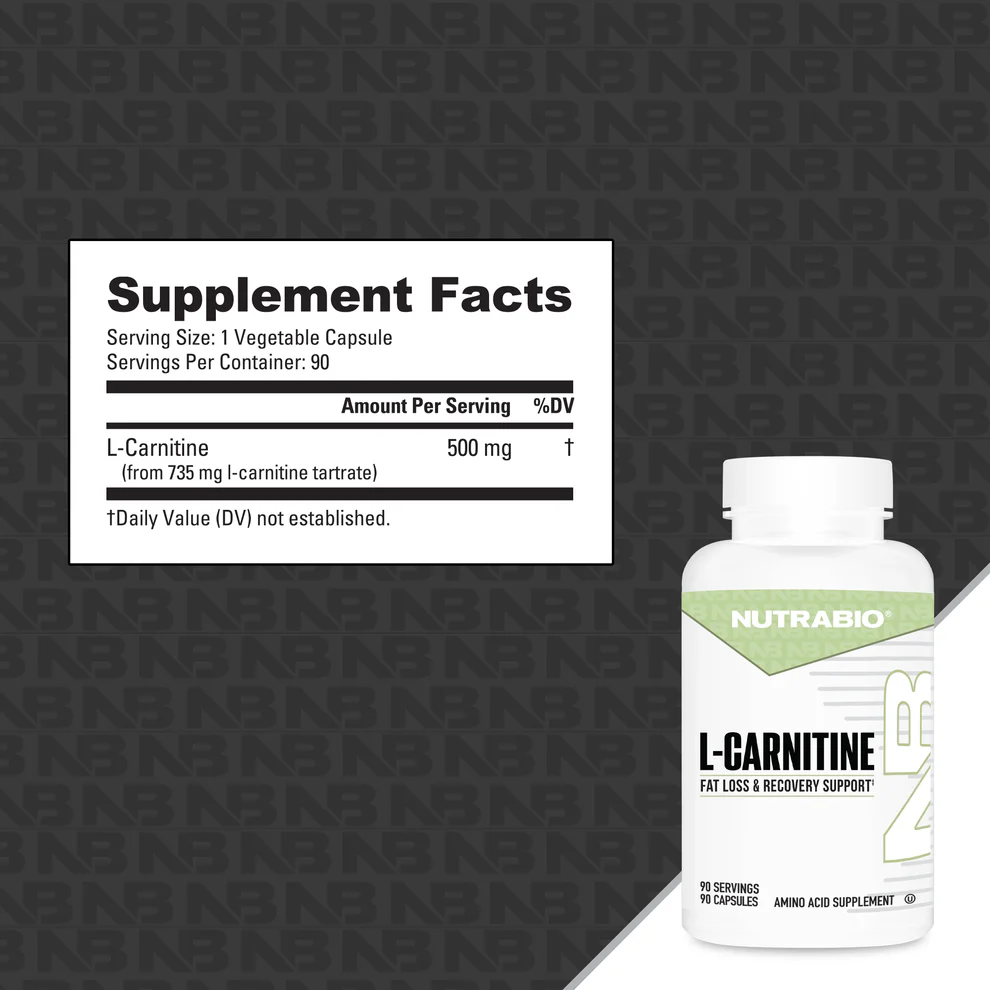 NutraBio L-Carnitine Capsules 90ct